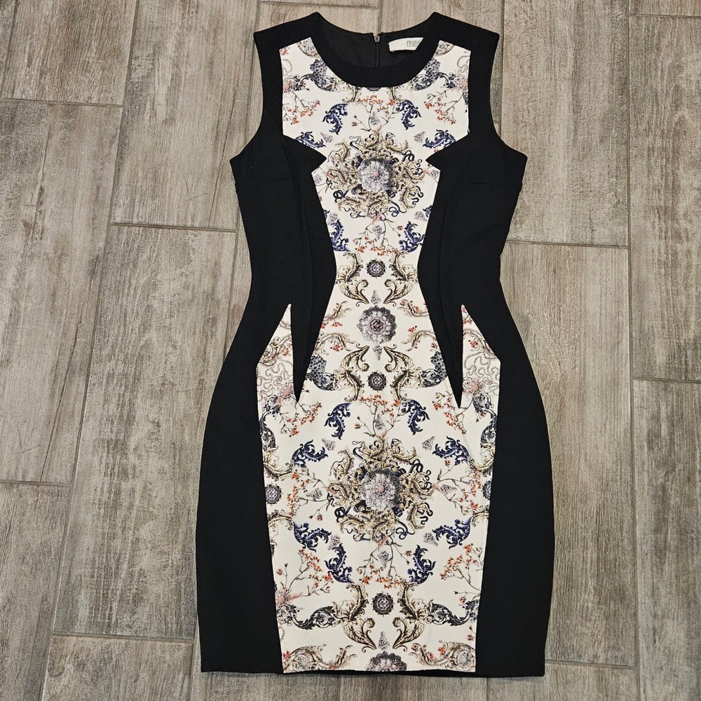Prabal Gurung Black Baroque Floral Wool Silk Sheath Dress Womens Size 6 Made USA